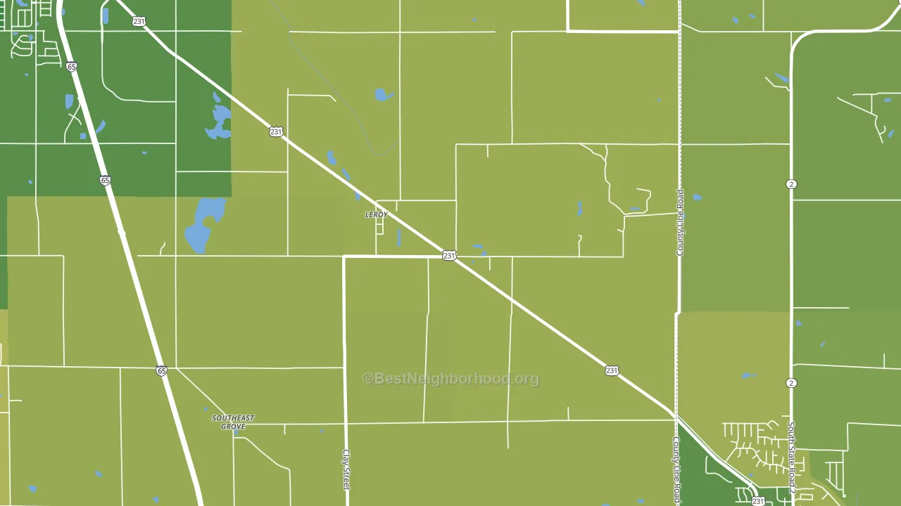 Leroy, IN block-group voter-turnout map