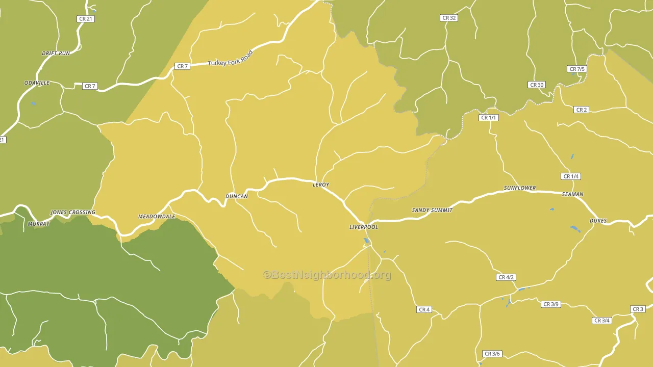 Leroy, WV block-group voter-turnout map