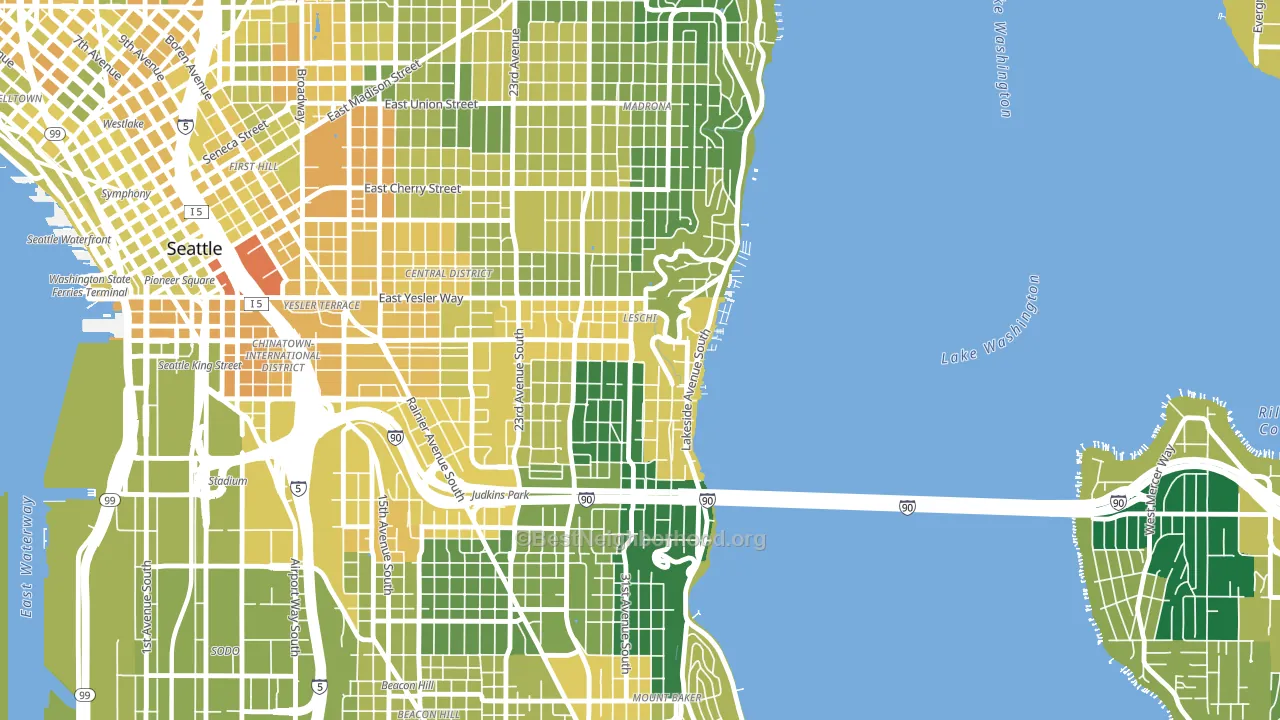 Leschi, Seattle, WA block-group voter-turnout map