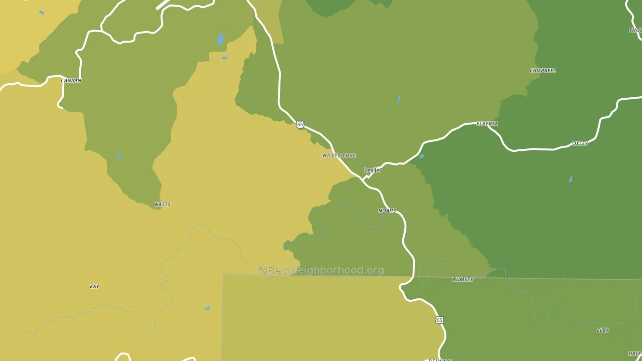 Leslie, AR block-group voter-turnout map