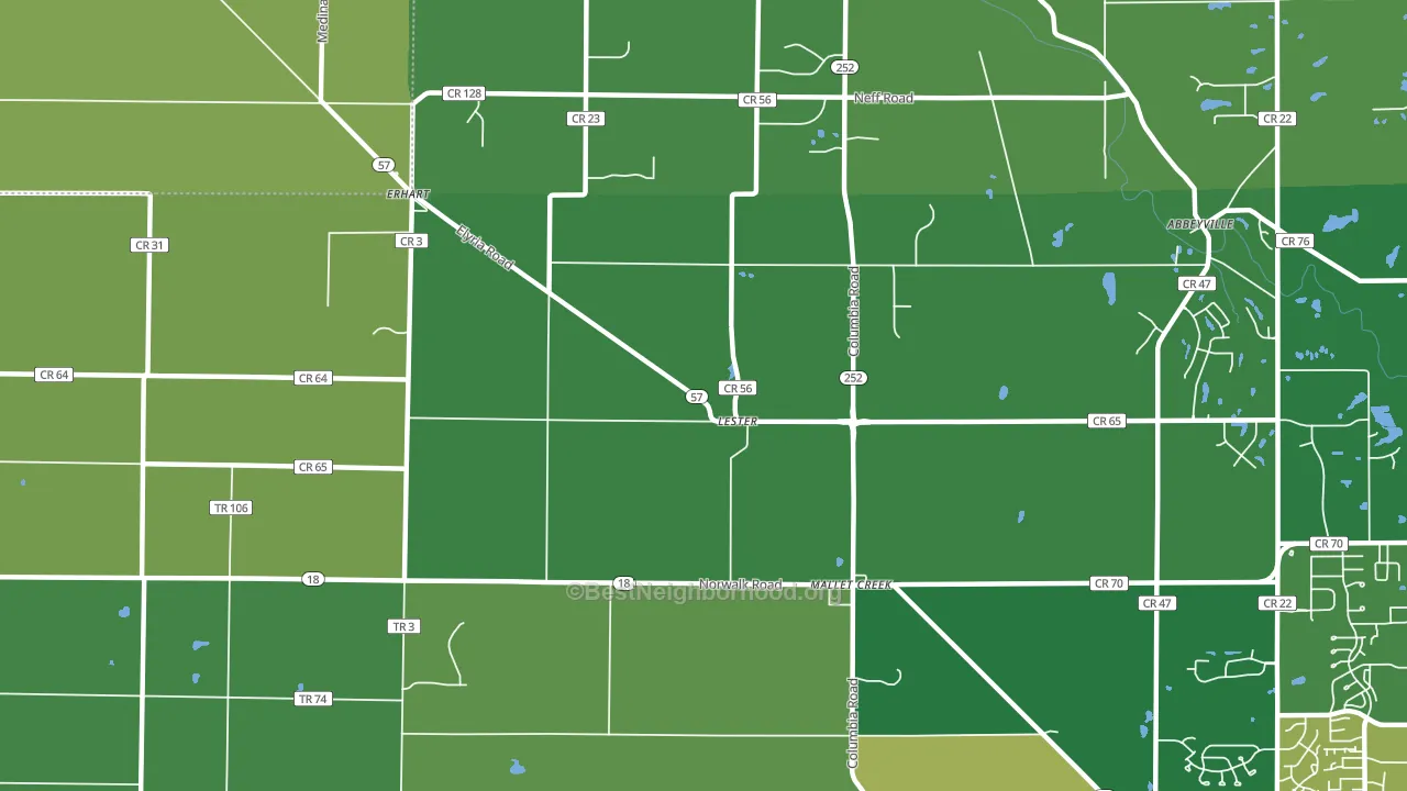 Lester, OH block-group voter-turnout map