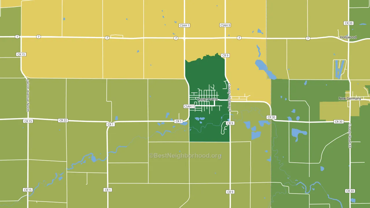 Lester Prairie, MN block-group voter-turnout map