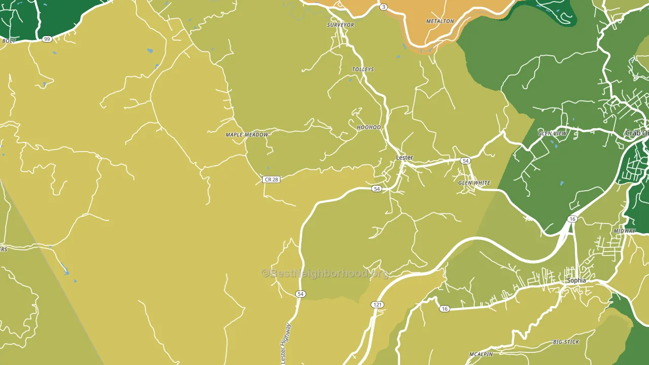 Lester, WV block-group voter-turnout map