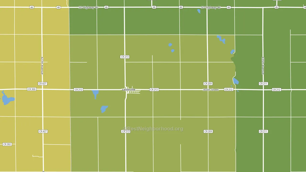 Lesterville, SD block-group voter-turnout map