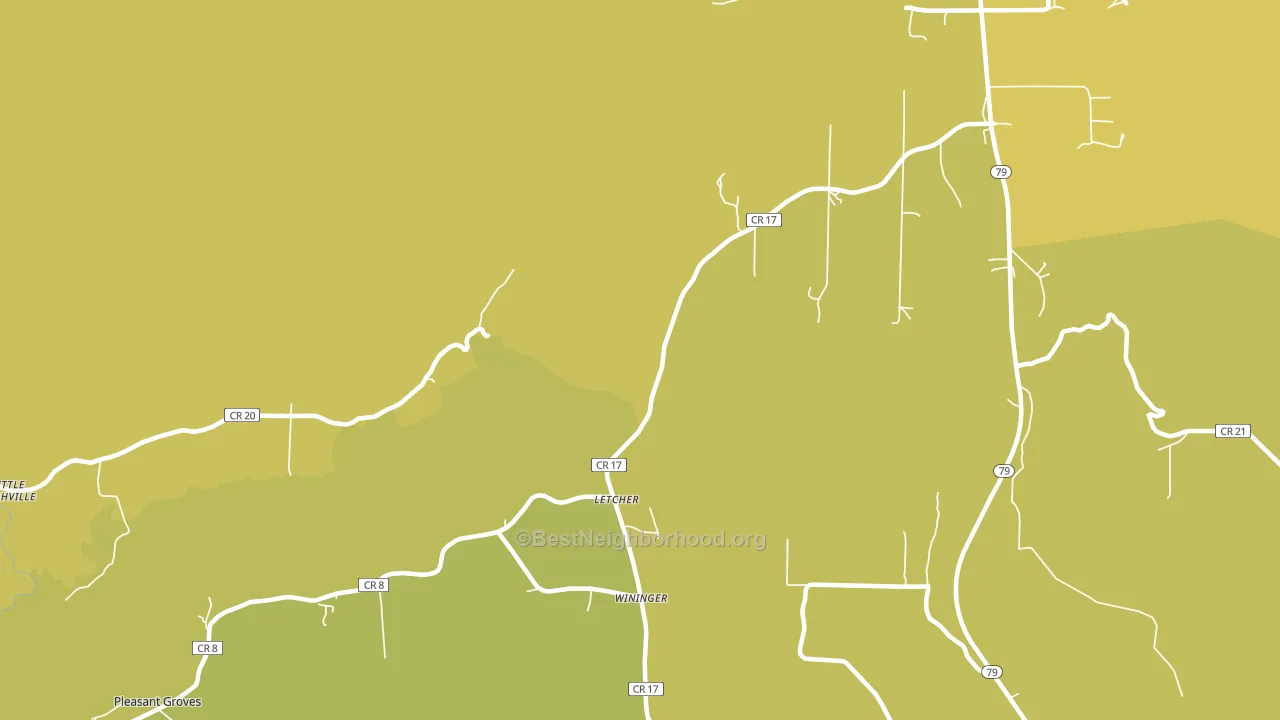 Letcher, AL block-group voter-turnout map