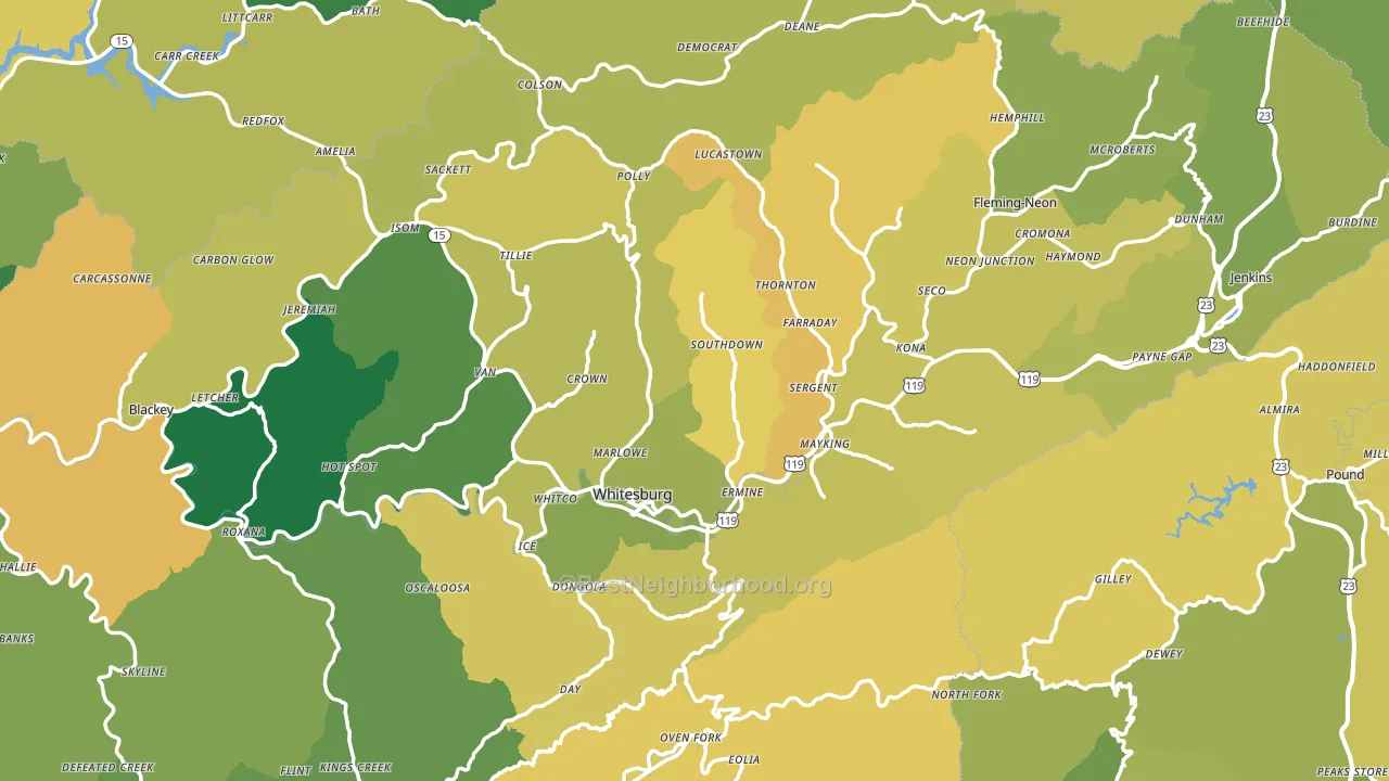 Letcher County, KY block-group voter-turnout map