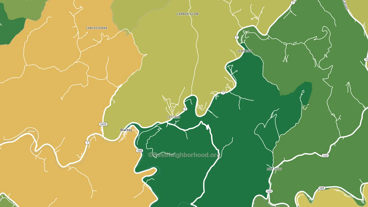 Letcher, KY block-group voter-turnout map