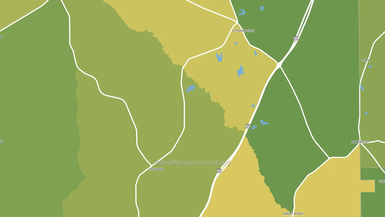 Letohatchee, AL block-group voter-turnout map