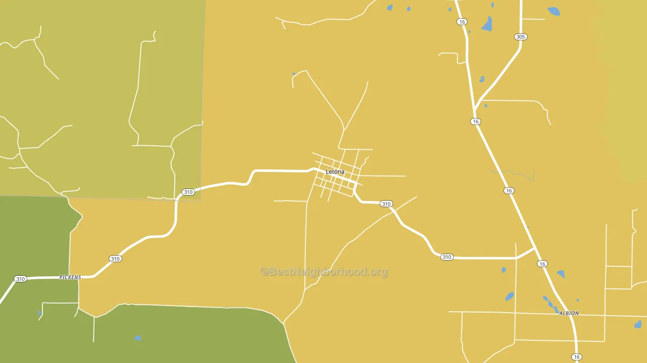 Letona, AR block-group voter-turnout map