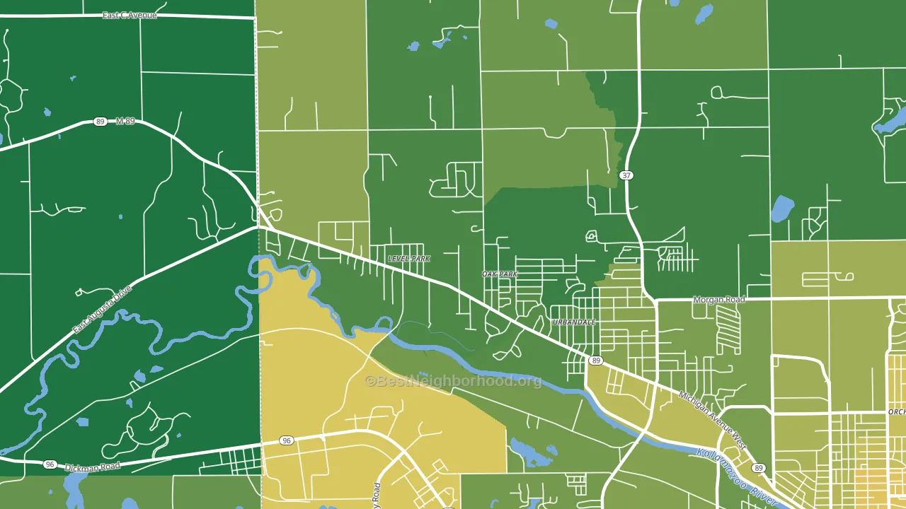 Level Park-Oak Park, MI block-group voter-turnout map