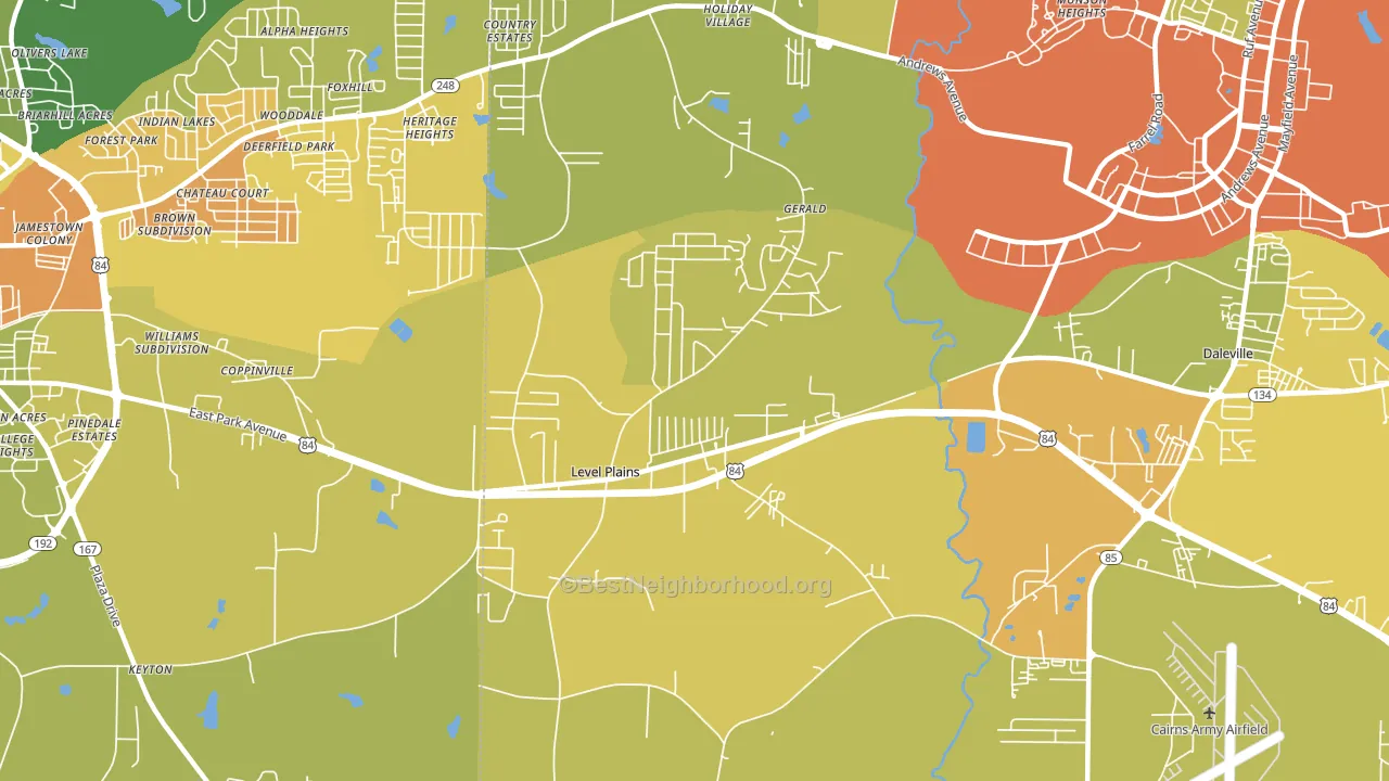 Level Plains, AL block-group voter-turnout map