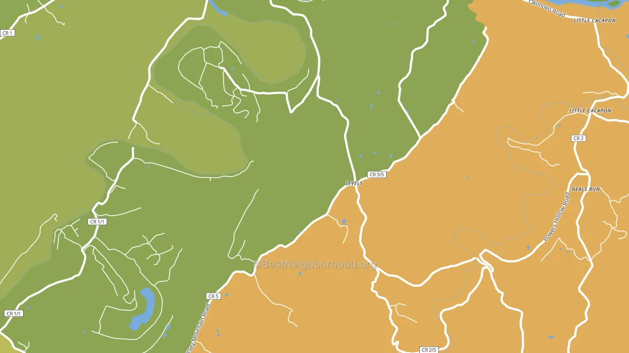 Levels, WV block-group voter-turnout map