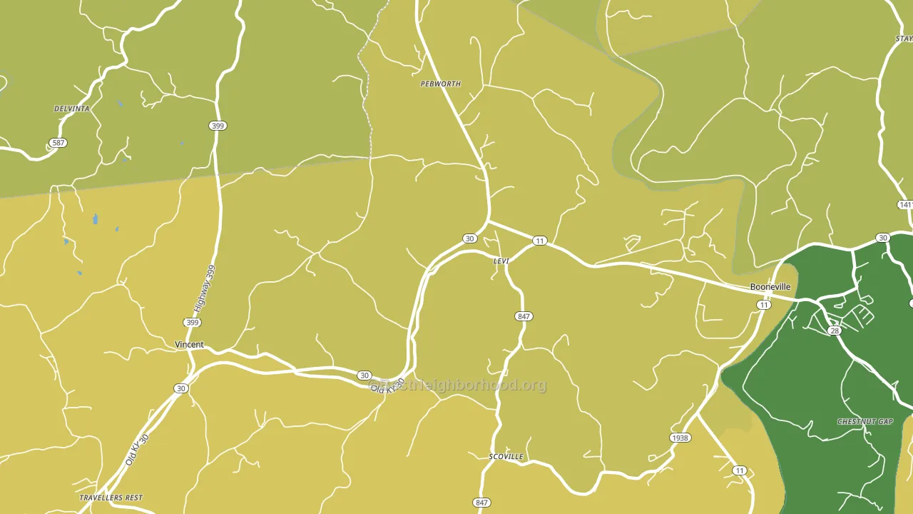 Levi, KY block-group voter-turnout map