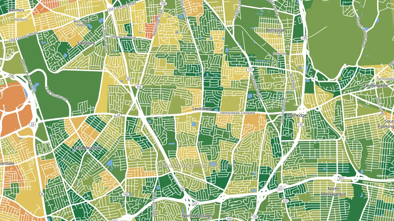 Levittown, NY block-group voter-turnout map