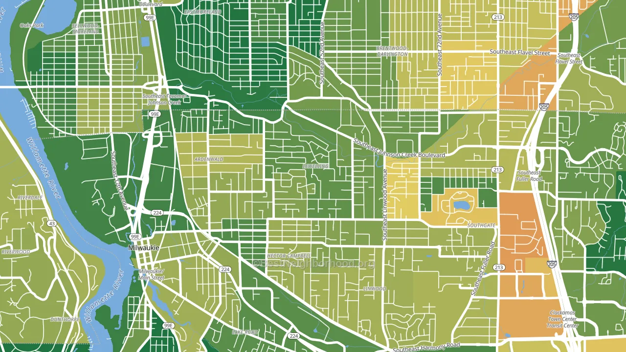 Lewelling, Milwaukie, OR block-group voter-turnout map