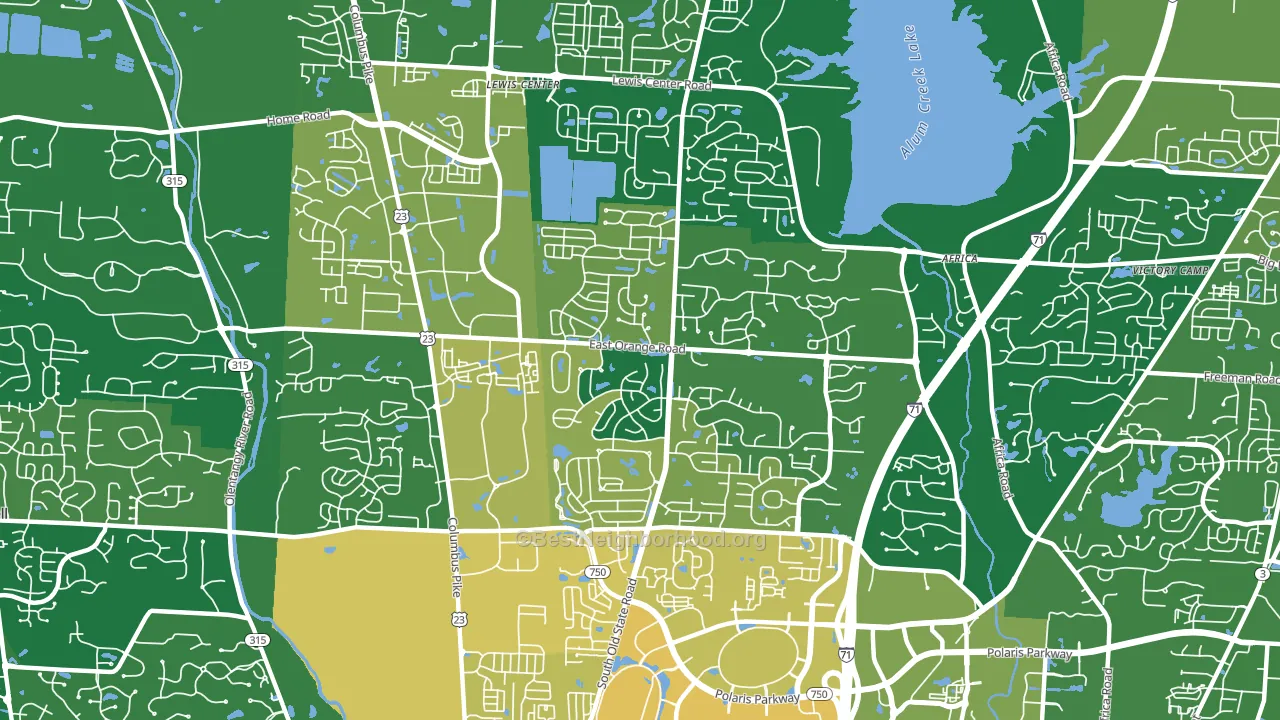 Lewis Center, OH block-group voter-turnout map