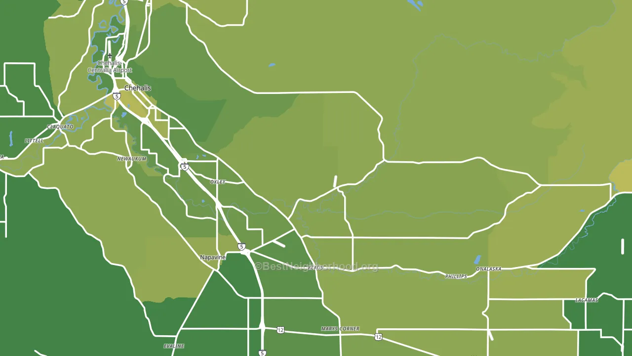 Lewis County, WA block-group voter-turnout map