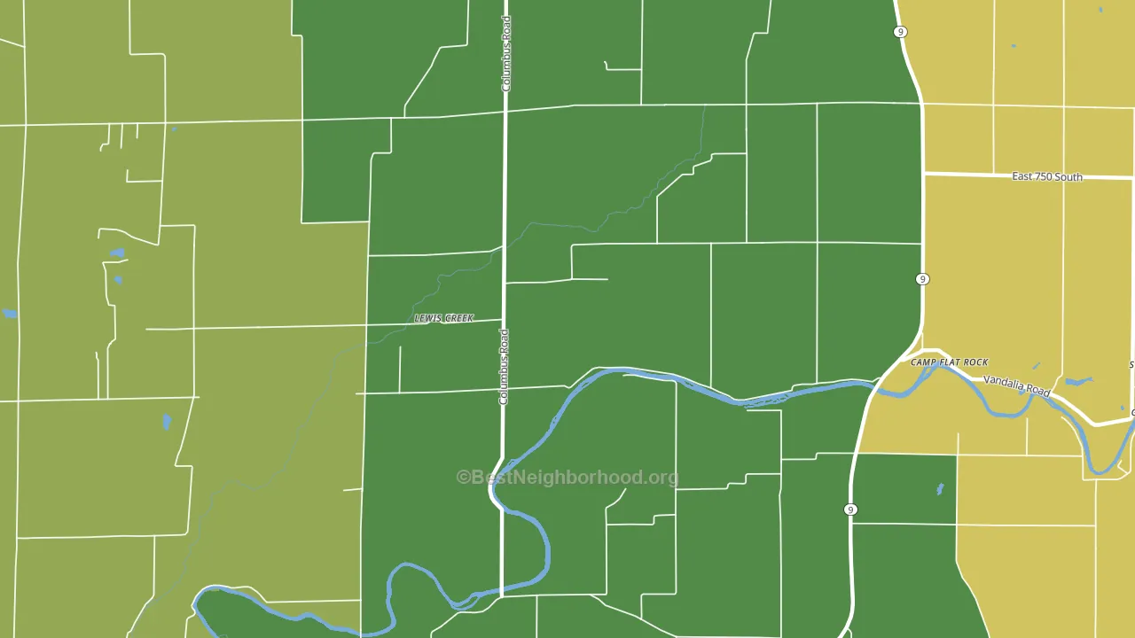Lewis Creek, IN block-group voter-turnout map