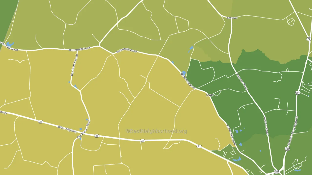 Lewis, GA block-group voter-turnout map