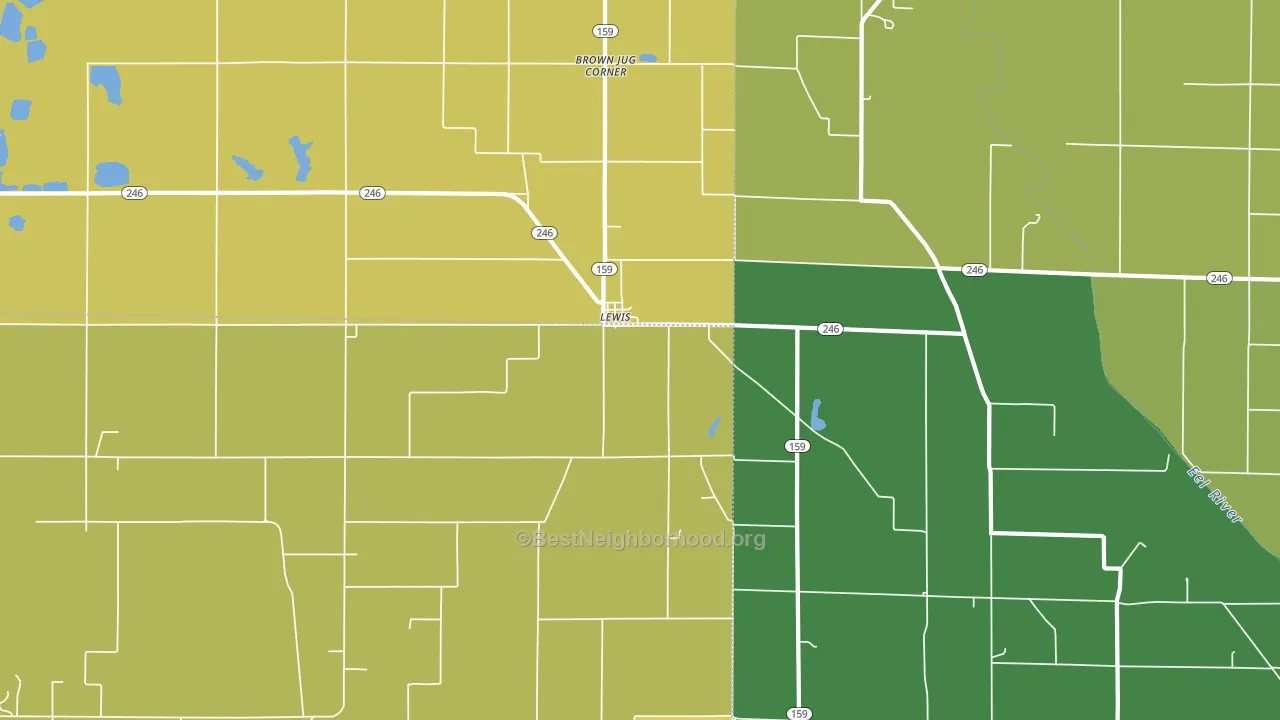 Lewis, IN block-group voter-turnout map