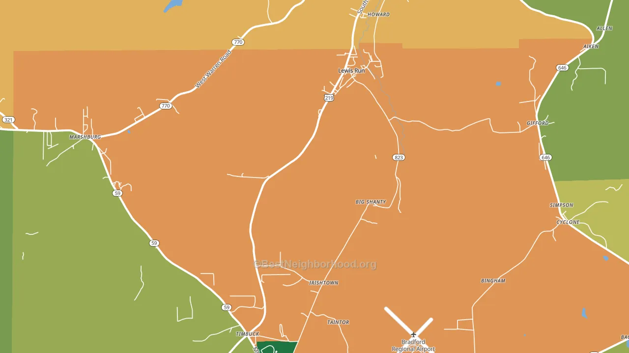 Lewis Run, PA block-group voter-turnout map