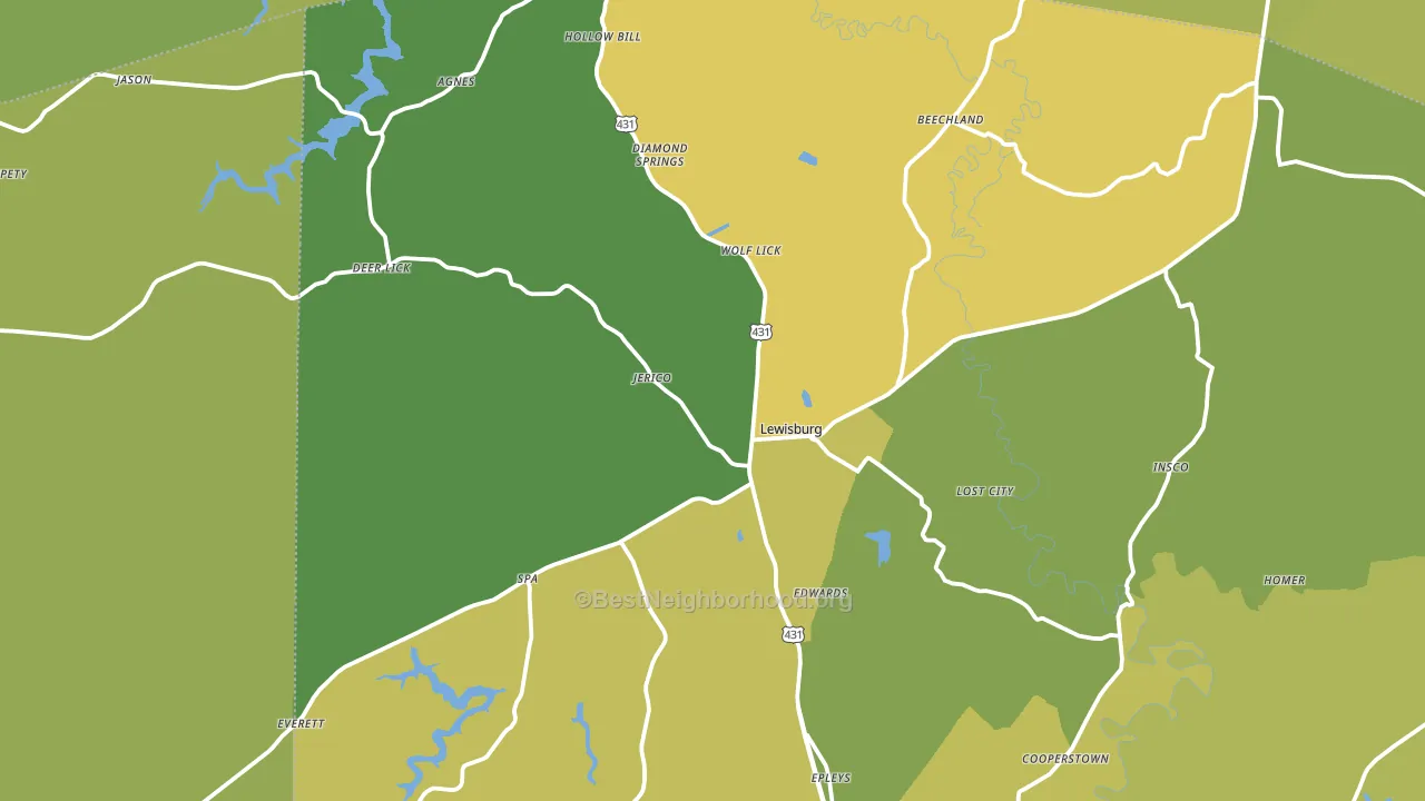Lewisburg, KY block-group voter-turnout map