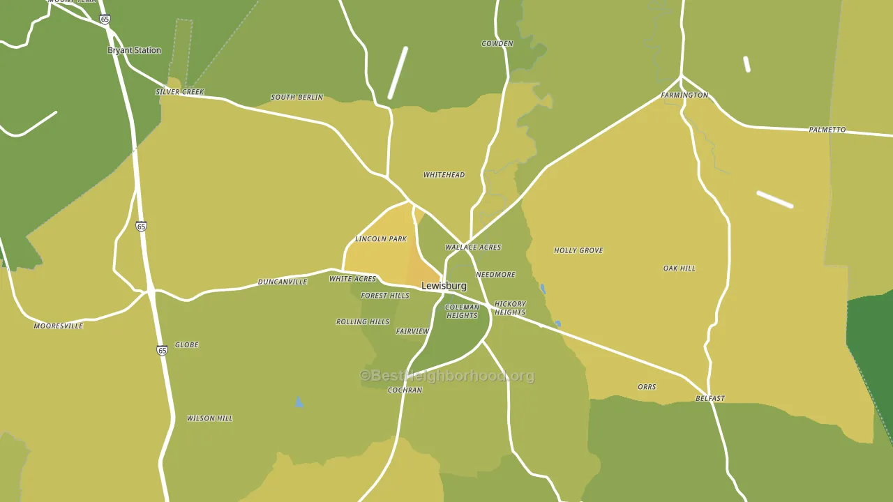 Lewisburg, TN block-group voter-turnout map
