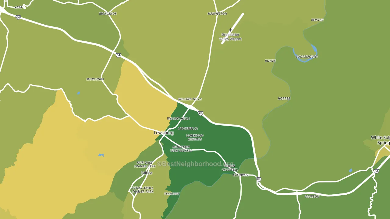Lewisburg, WV block-group voter-turnout map