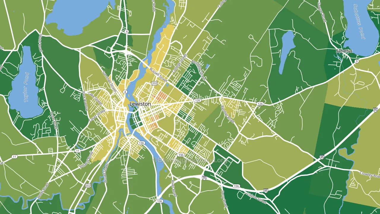 Lewiston, ME block-group voter-turnout map