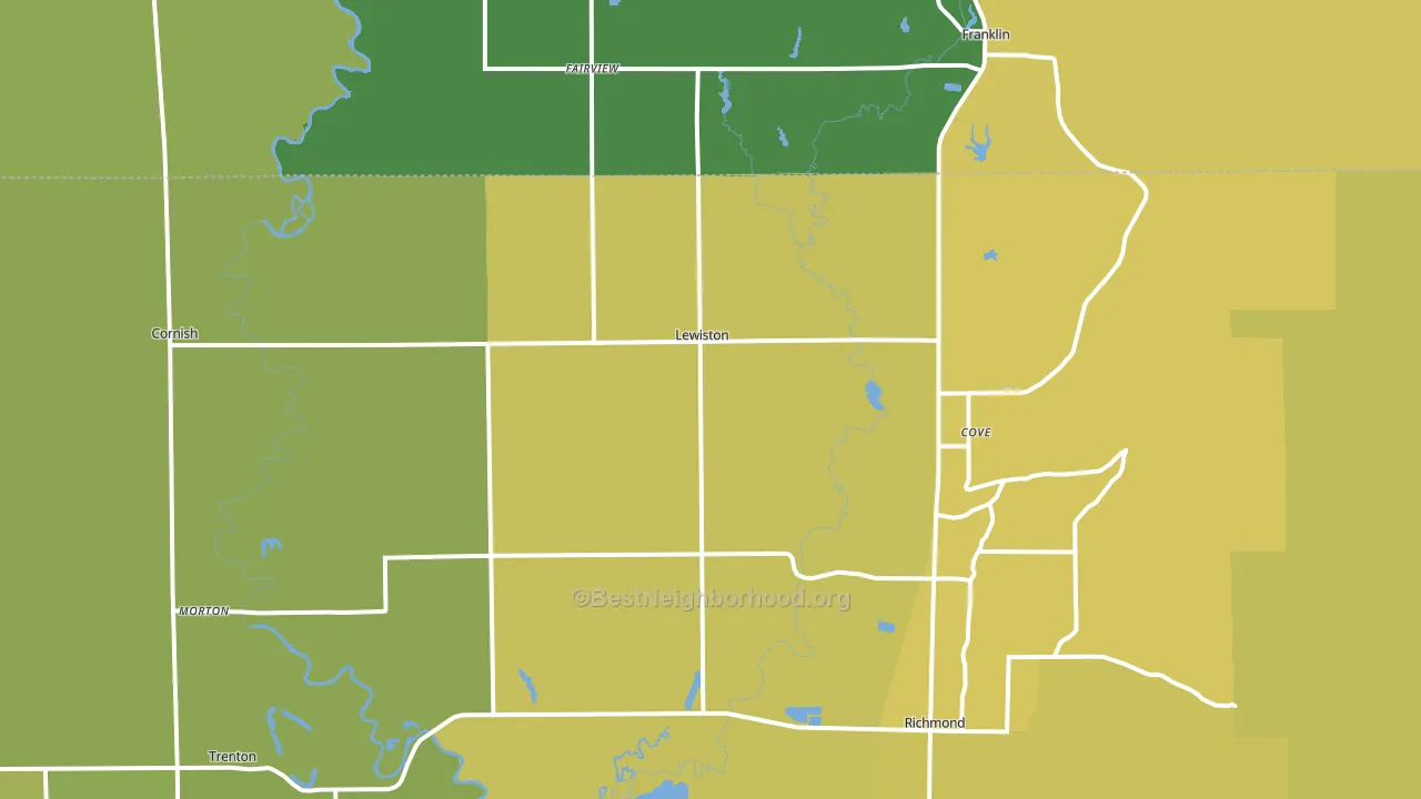 Lewiston, UT block-group voter-turnout map