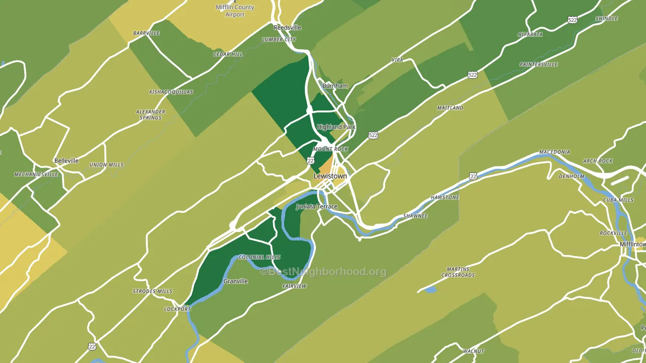 Lewistown, PA block-group voter-turnout map