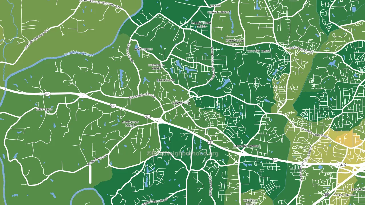 Lewisville, NC block-group voter-turnout map