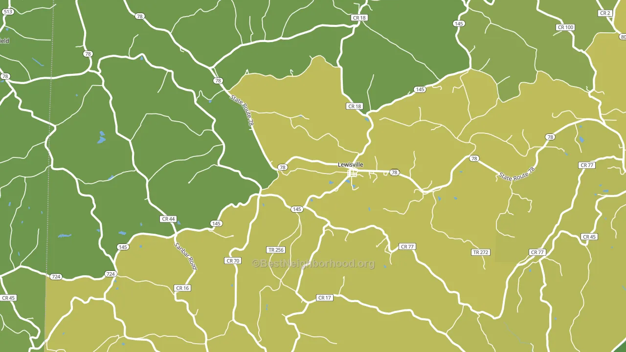 Lewisville, OH block-group voter-turnout map
