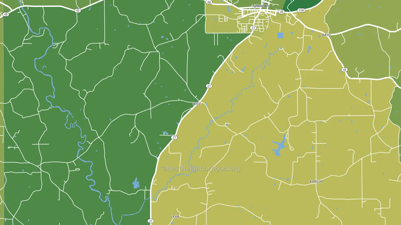 Lexie, MS block-group voter-turnout map