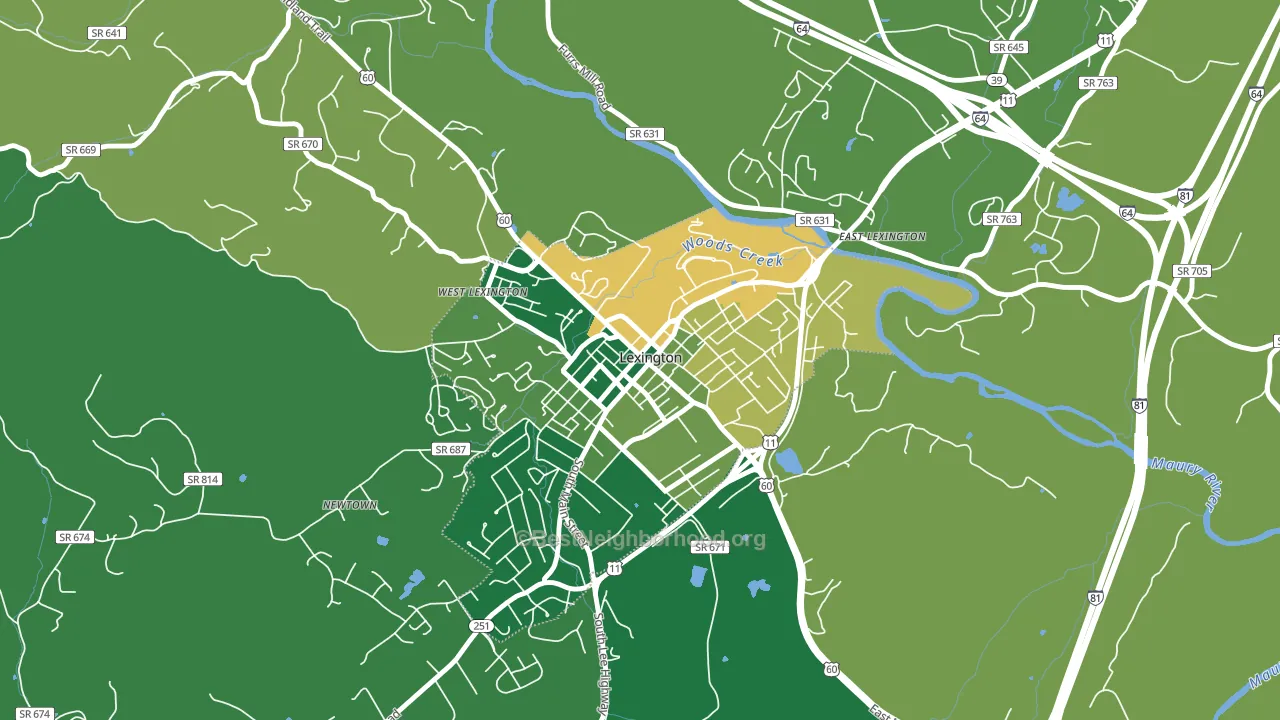 Lexington City, VA block-group voter-turnout map