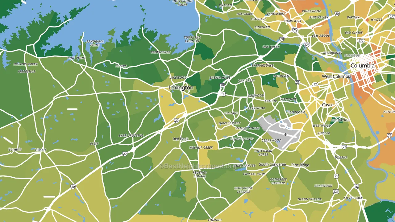 Lexington County, SC block-group voter-turnout map