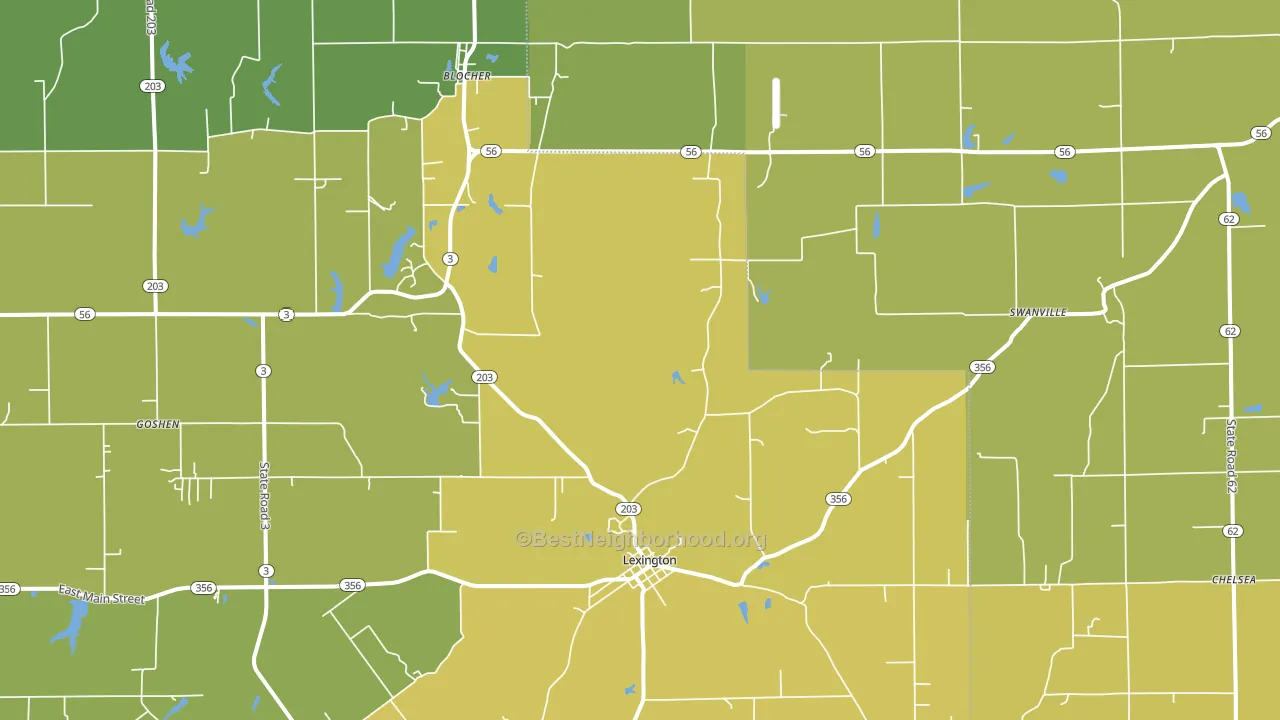Lexington, IN block-group voter-turnout map
