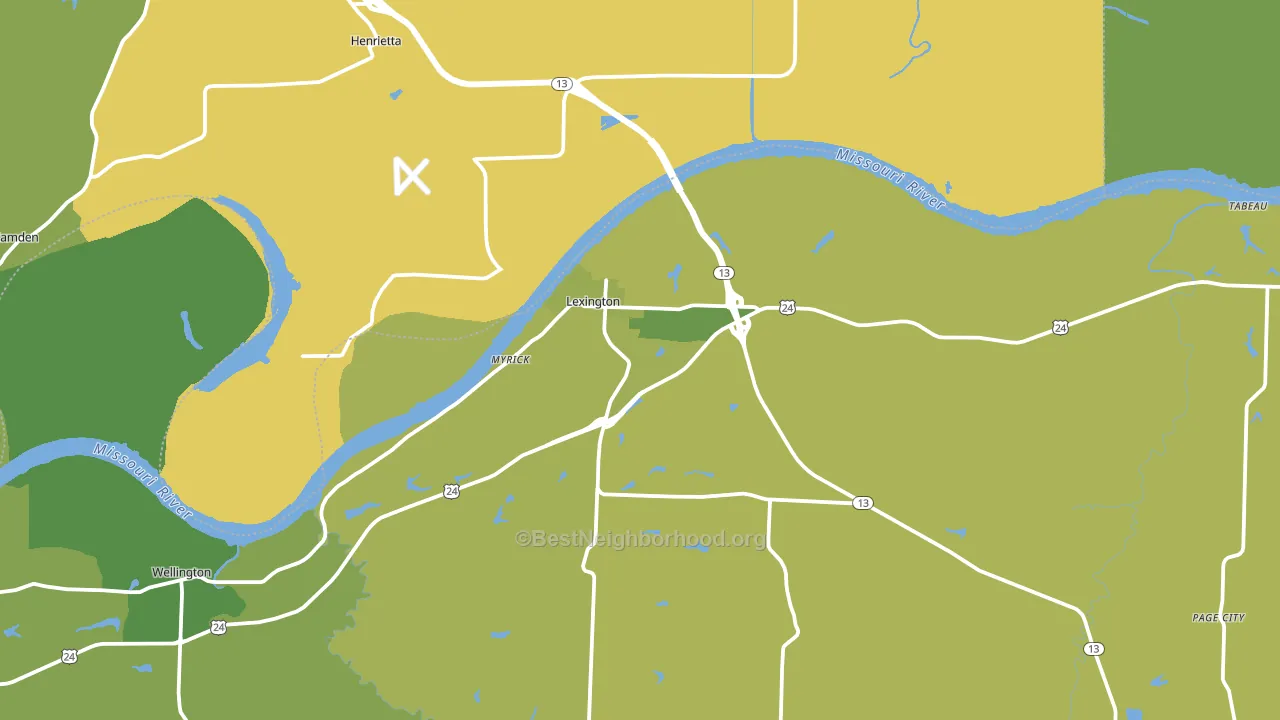Lexington, MO block-group voter-turnout map