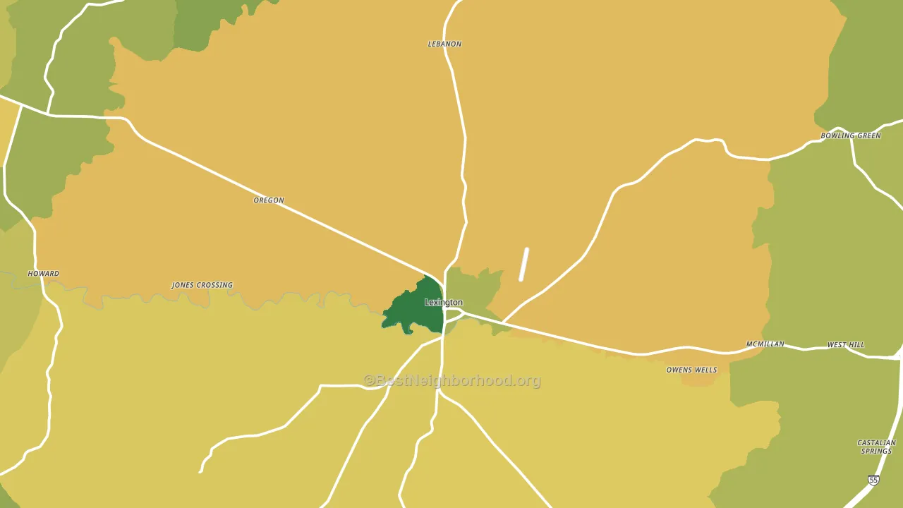 Lexington, MS block-group voter-turnout map