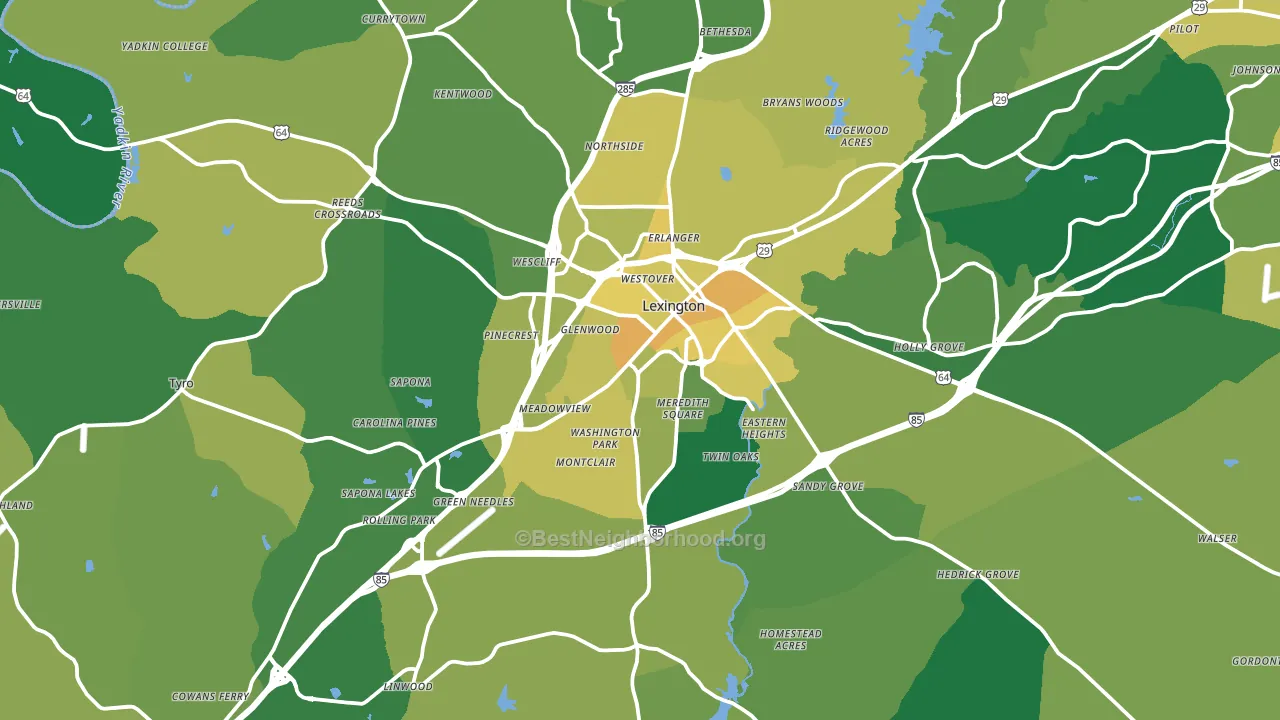 Lexington, NC block-group voter-turnout map