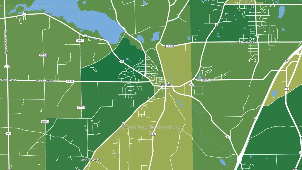 Lexington, OH block-group voter-turnout map