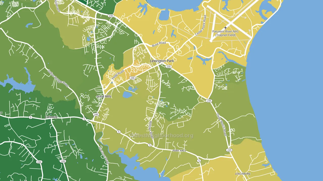 Lexington Park, MD block-group voter-turnout map