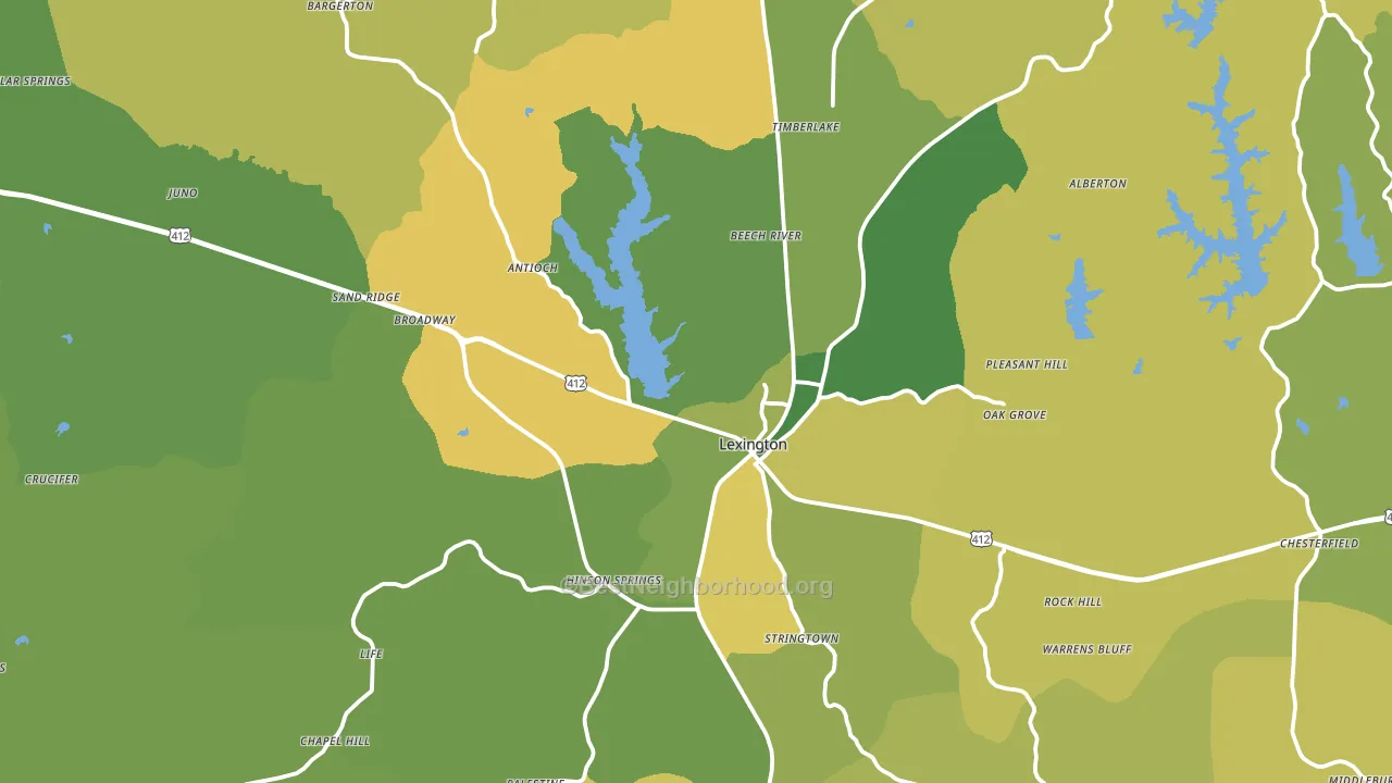 Lexington, TN block-group voter-turnout map