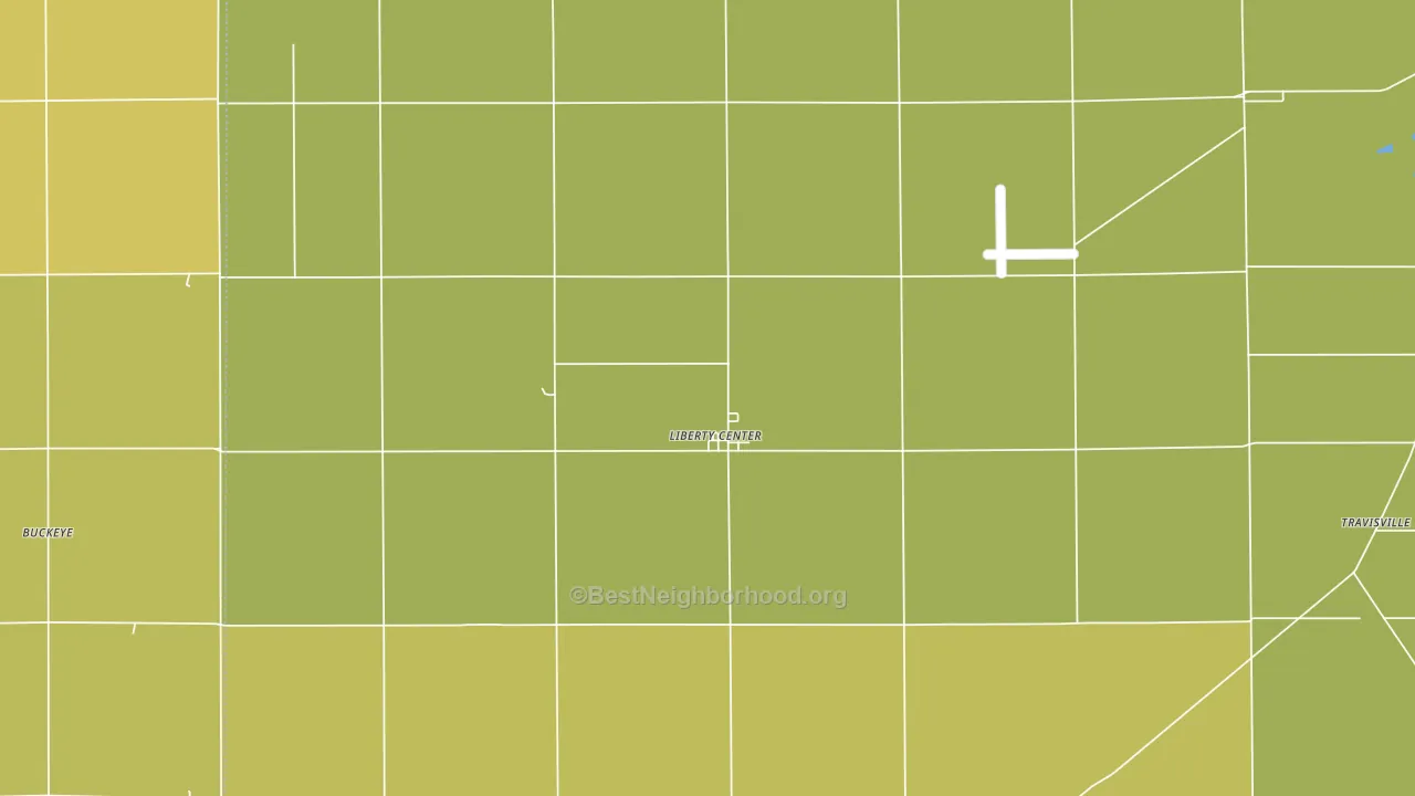 Liberty Center, IN block-group voter-turnout map