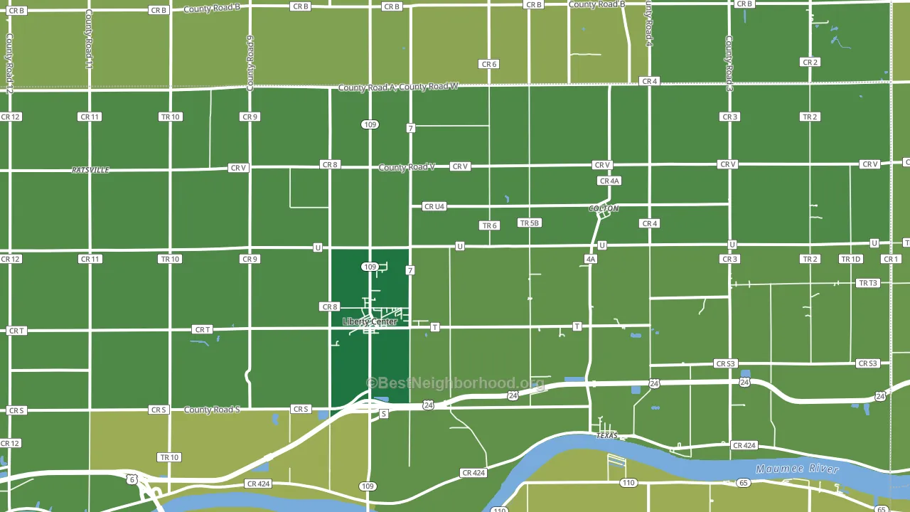 Liberty Center, OH block-group voter-turnout map