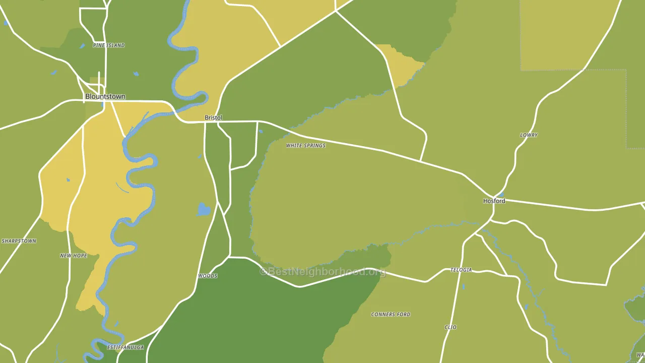 Liberty County, FL block-group voter-turnout map