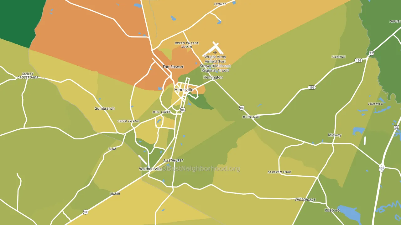 Liberty County, GA block-group voter-turnout map