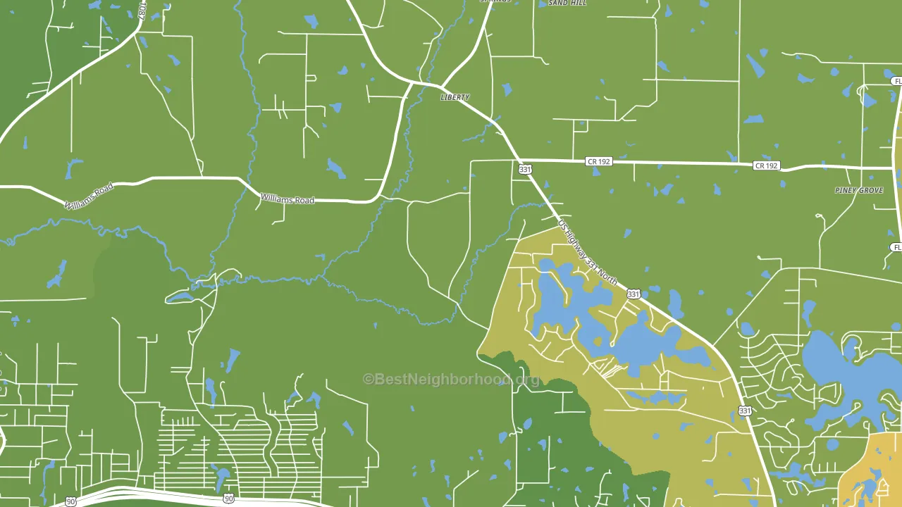 Liberty, FL block-group voter-turnout map