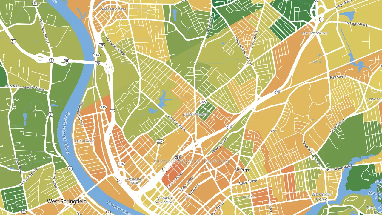 Liberty Heights, Springfield, MA block-group voter-turnout map
