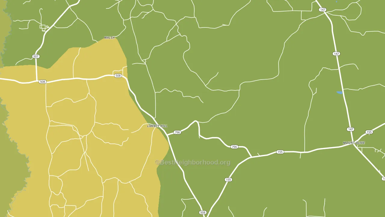 Liberty Hill, LA block-group voter-turnout map